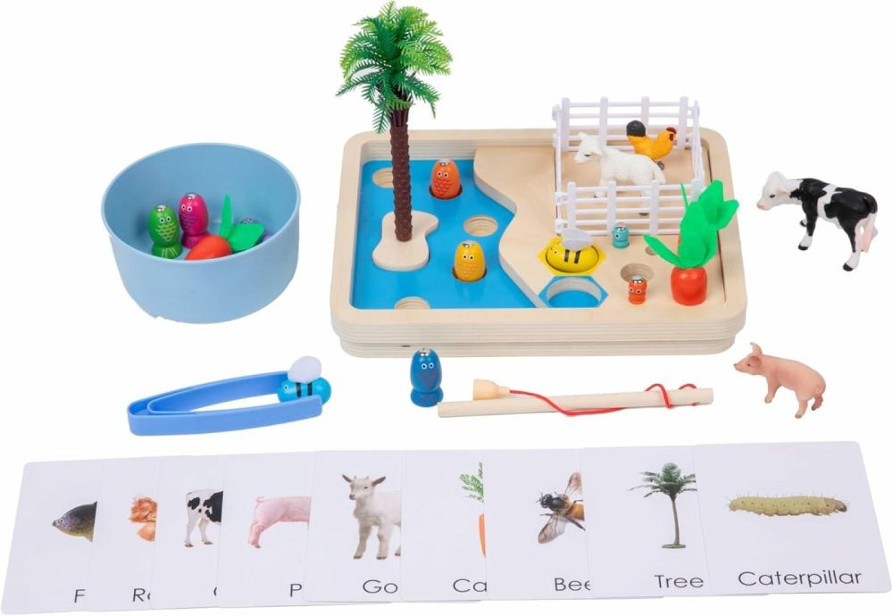 Farm Animals Toys  Fishing Game: Plastic Farm Figurine Playset Including Fence  Farm Animals  Trees  Fish Pond  Carrots And More,Magnetic Wooden Toys For Toddlers 3 Years Old  |  Baby & Toddler Toys All Toys Baby & Toddler Toys