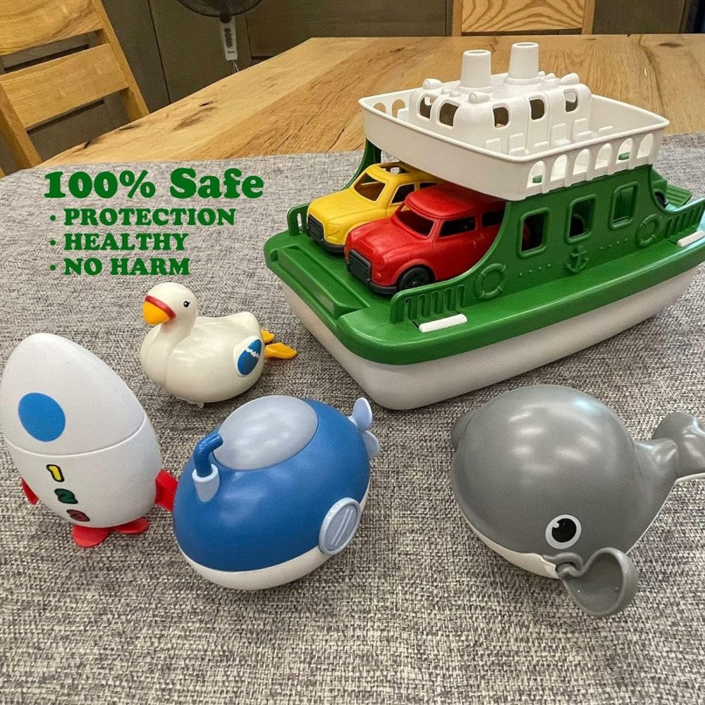 Ferry Boat With 4 Car And 4 Wind Up Bath Swimming Toys  Kids Bath Toy Floating Vehicle Whales Submarines Swans Rockets  Bathtub Bathroom Pool Beach Toy Set For Toddlers Boys Girls  |  Bath Toys All Toys Bath Toys