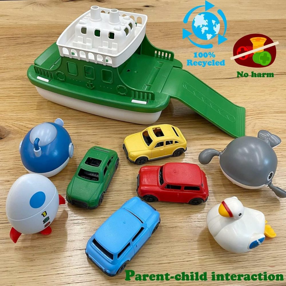 Ferry Boat With 4 Car And 4 Wind Up Bath Swimming Toys  Kids Bath Toy Floating Vehicle Whales Submarines Swans Rockets  Bathtub Bathroom Pool Beach Toy Set For Toddlers Boys Girls  |  Bath Toys All Toys Bath Toys