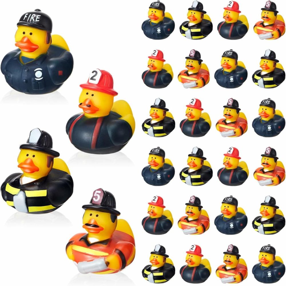 Fireman Rubber Duck 2 Inch Firefighter Hero Ducks Fire Fighter Hero Bath Toy For Firefighter Theme Birthday Party Favors Beach Pool Summer Activities  4 Styles(24 Pcs)  |  Bath Toys All Toys Bath Toys