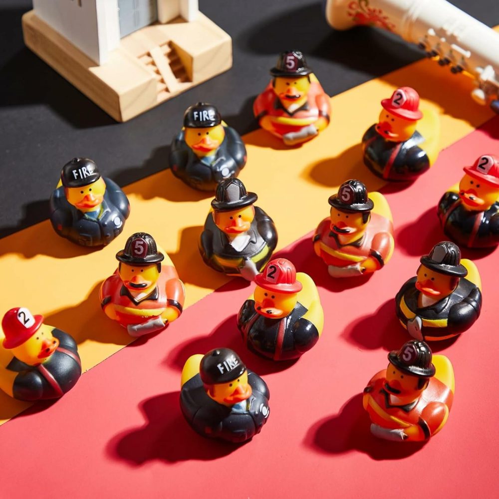 Fireman Rubber Duck 2 Inch Firefighter Hero Ducks Fire Fighter Hero Bath Toy For Firefighter Theme Birthday Party Favors Beach Pool Summer Activities  4 Styles(24 Pcs)  |  Bath Toys All Toys Bath Toys