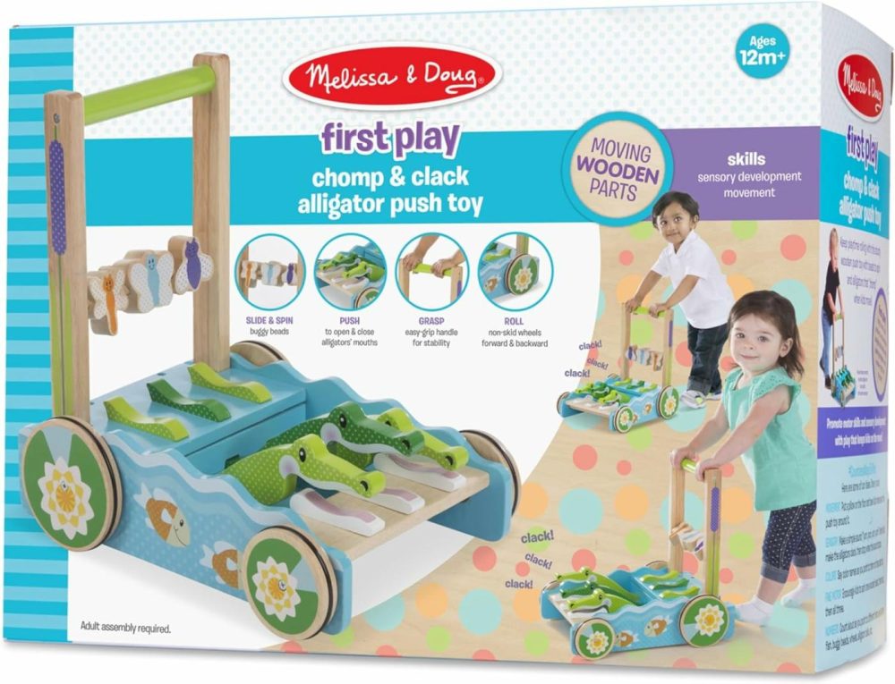 First Play Chomp And Clack Alligator Wooden Push Toy And Activity Walker – Pretend Play Developmental Baby Push Walker Toy For Toddlers Ages 1+  1 Ea  |  Push & Pull Toys All Toys Push & Pull Toys