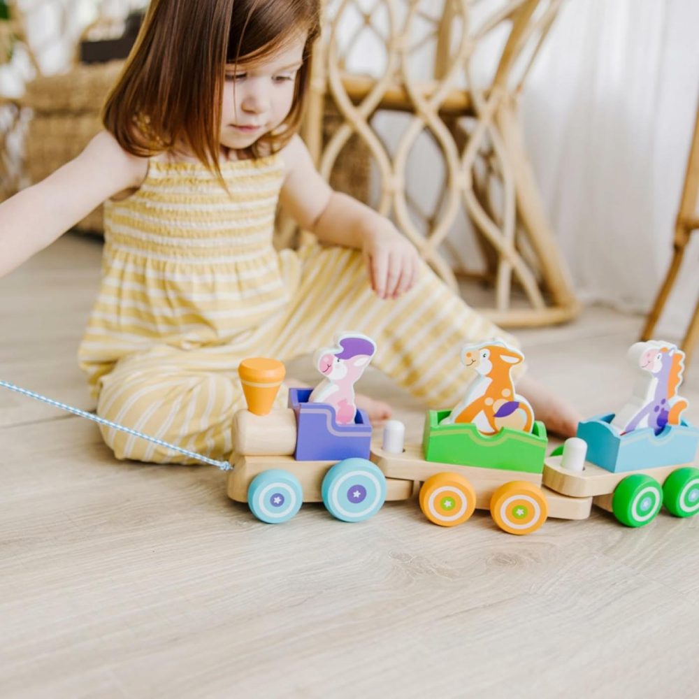 First Play Wooden Rocking Farm Animals Pull Train  |  Push & Pull Toys All Toys Push & Pull Toys