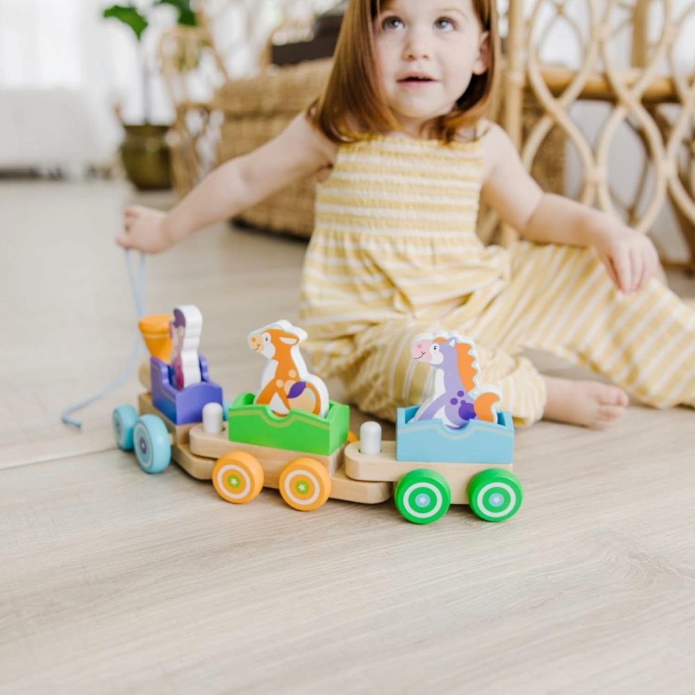 First Play Wooden Rocking Farm Animals Pull Train  |  Push & Pull Toys All Toys Push & Pull Toys