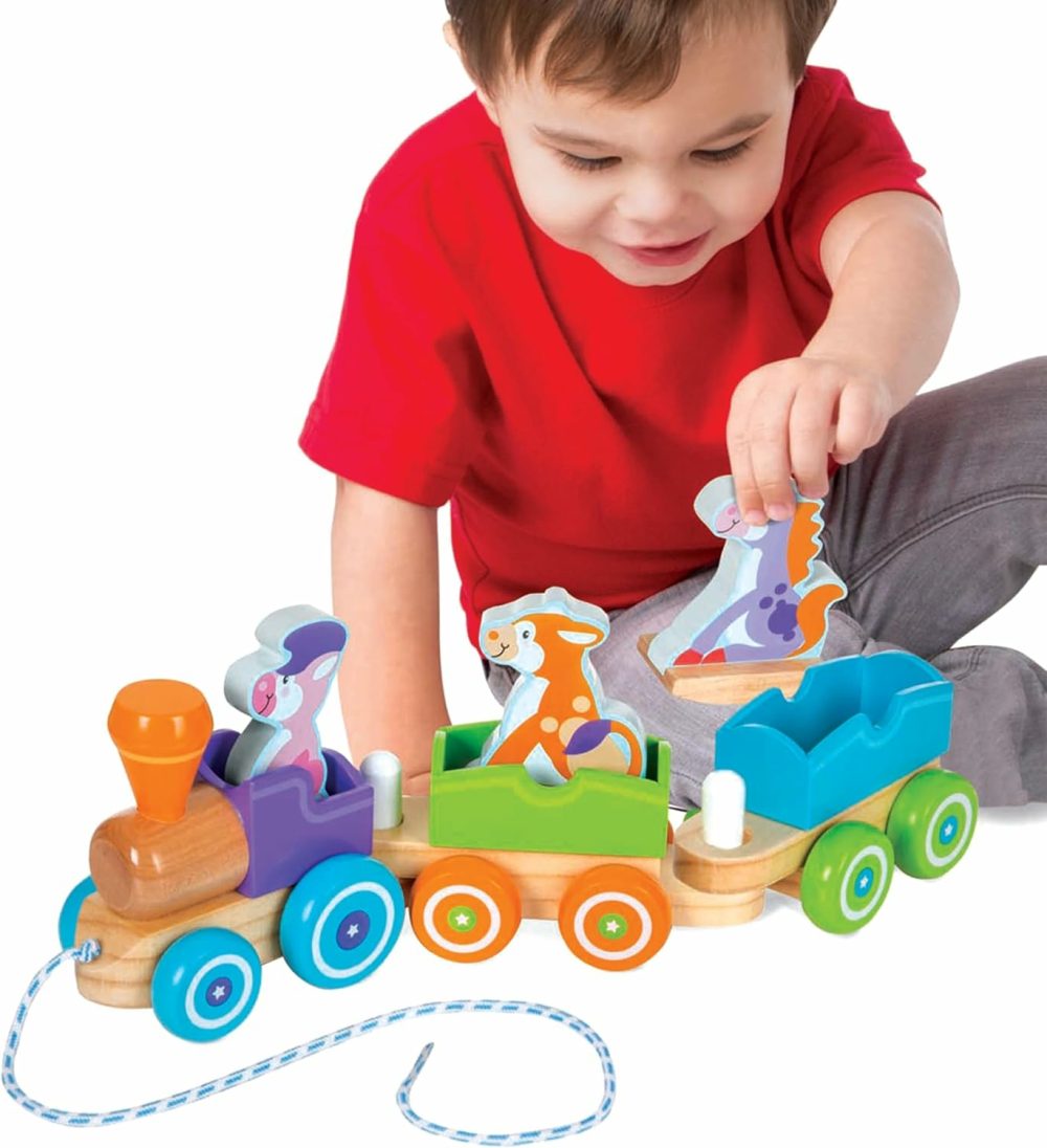 First Play Wooden Rocking Farm Animals Pull Train  |  Push & Pull Toys All Toys Push & Pull Toys