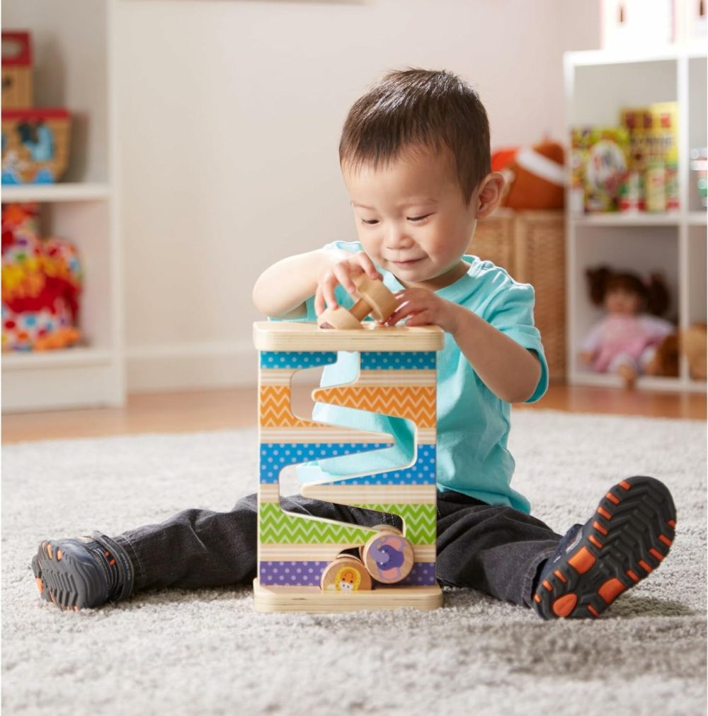 First Play Wooden Safari Zig-Zag Tower With 4 Rolling Pieces  |  Sorting & Stacking Toys All Toys Sorting & Stacking Toys