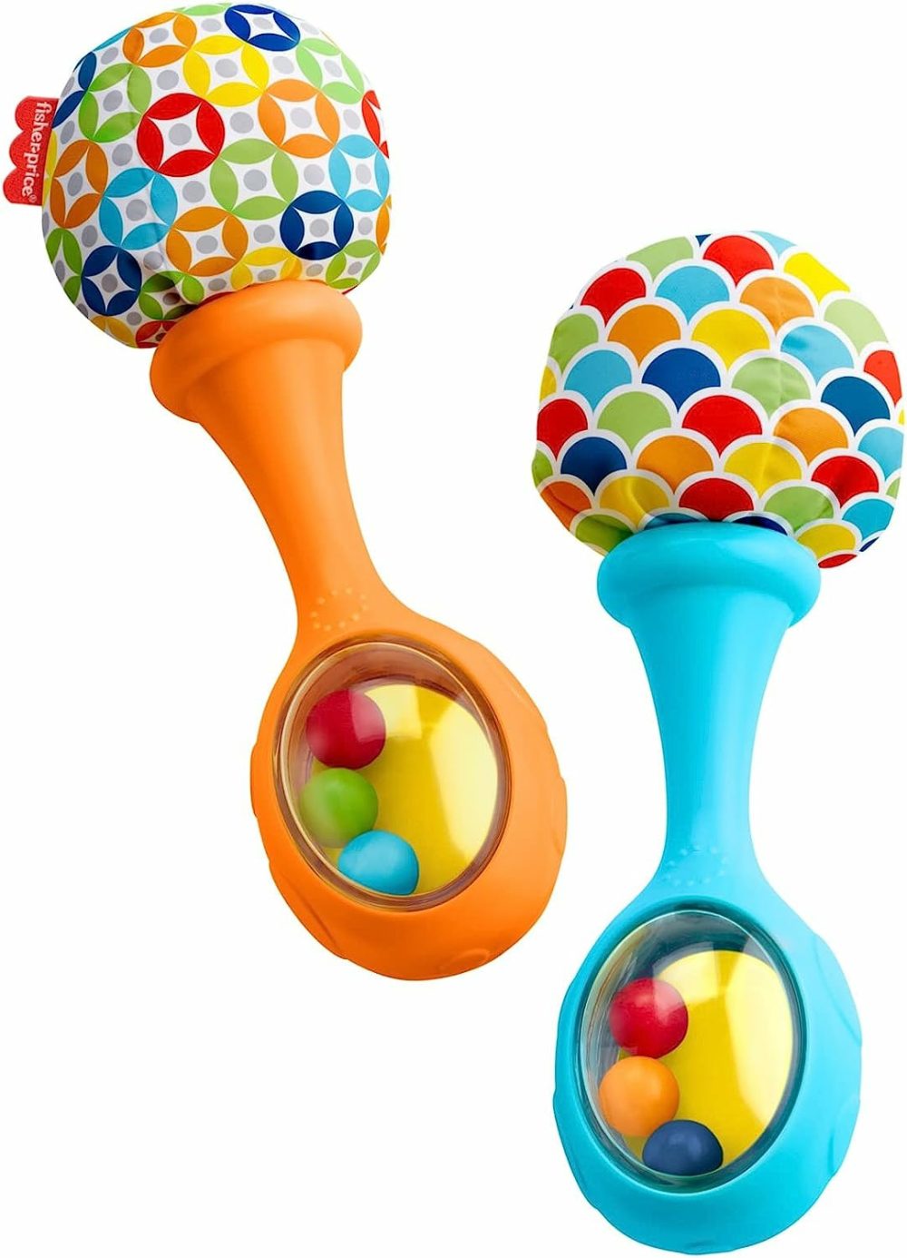 Fisher-Price Newborn Toys Rattle ‘N Rock Maracas  Set Of 2 Soft Musical Instruments For Babies 3+ Months  Blue & Orange  |  Rattles & Plush Rings All Toys Multicolor