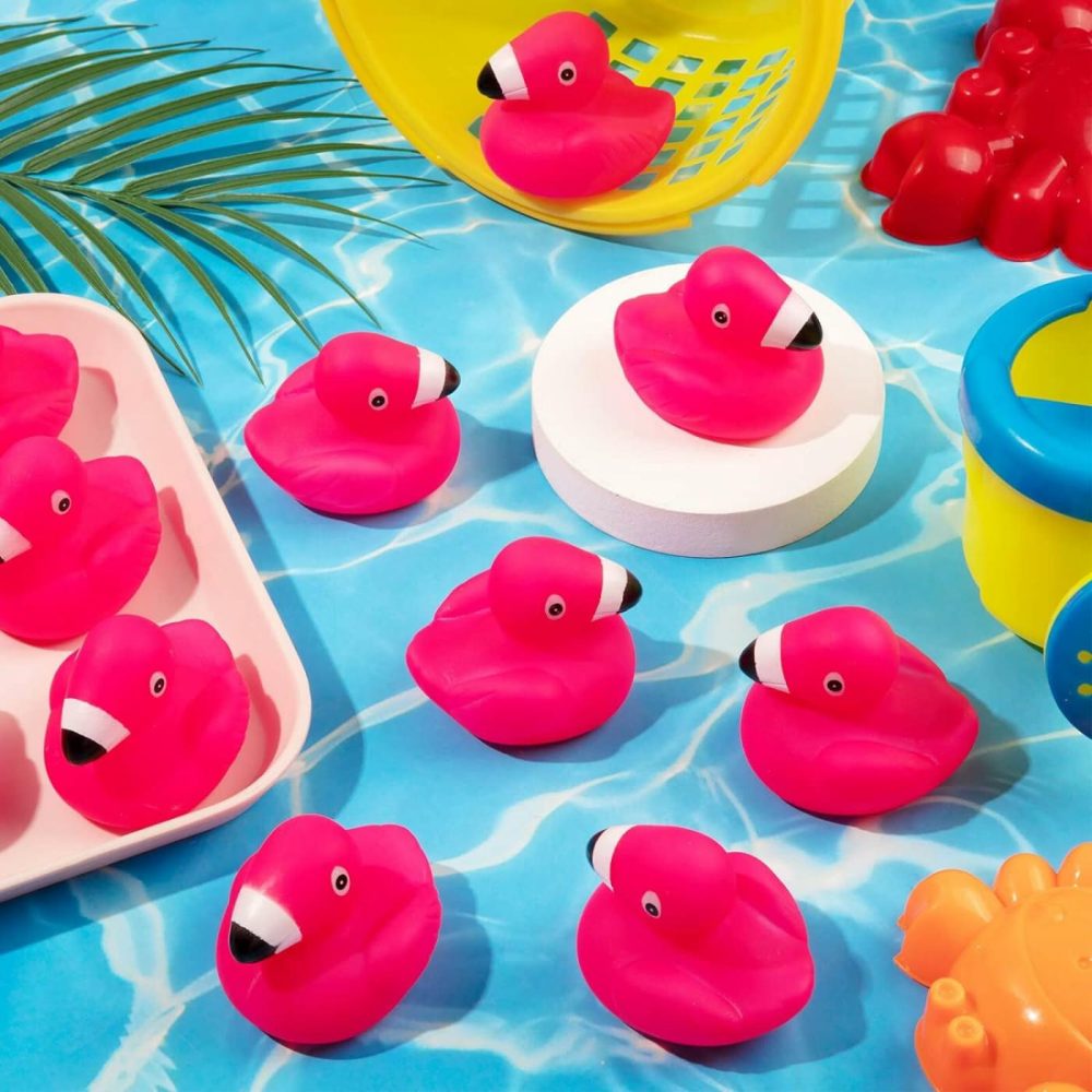 Flamingo Rubber Duckies For Kids  12Pcs Pink Flamingo Duck Bath Toys Cute Floating Squeaky Mini Rubber Ducks For Baby Shower  Cake Decoration  Classroom Carnival Prizes  |  Bath Toys All Toys Bath Toys