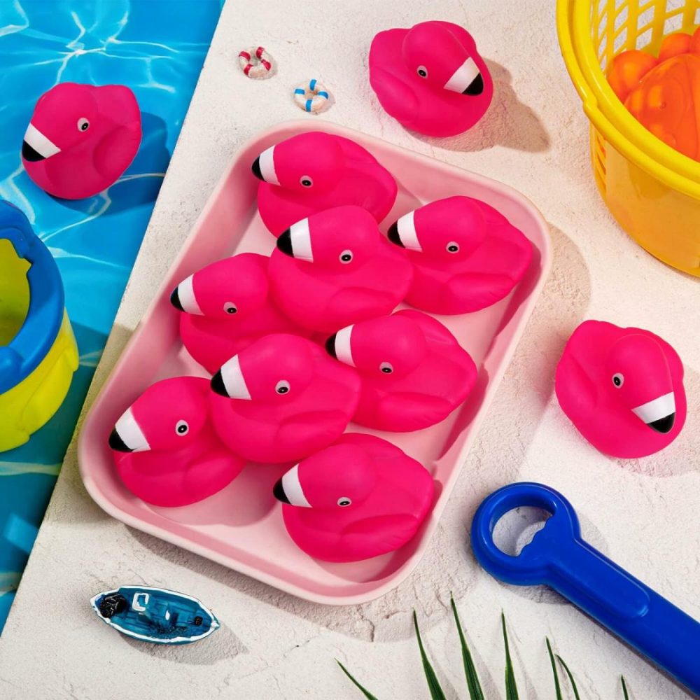 Flamingo Rubber Duckies For Kids  12Pcs Pink Flamingo Duck Bath Toys Cute Floating Squeaky Mini Rubber Ducks For Baby Shower  Cake Decoration  Classroom Carnival Prizes  |  Bath Toys All Toys Bath Toys