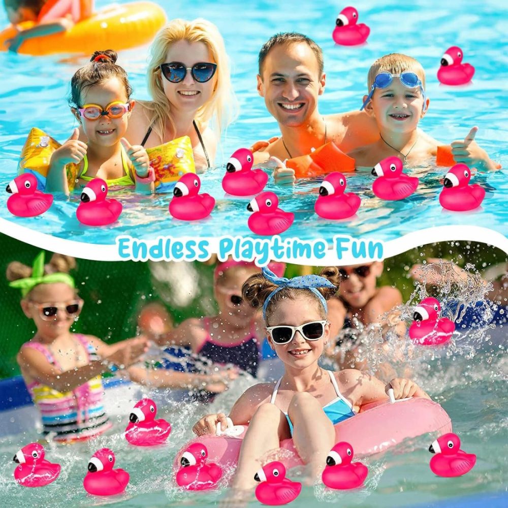 Flamingo Rubber Duckies For Kids  12Pcs Pink Flamingo Duck Bath Toys Cute Floating Squeaky Mini Rubber Ducks For Baby Shower  Cake Decoration  Classroom Carnival Prizes  |  Bath Toys All Toys Bath Toys