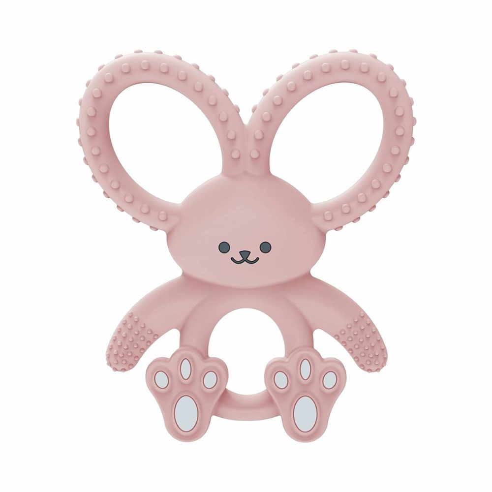 Flexees Pink Bunny  Soft 100% Silicone Baby Teether  Bpa Free  3M+  |  Teethers All Toys Bunny, Pink