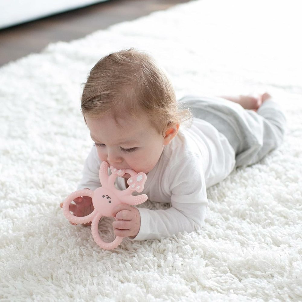 Flexees Pink Bunny  Soft 100% Silicone Baby Teether  Bpa Free  3M+  |  Teethers All Toys Bunny, Pink