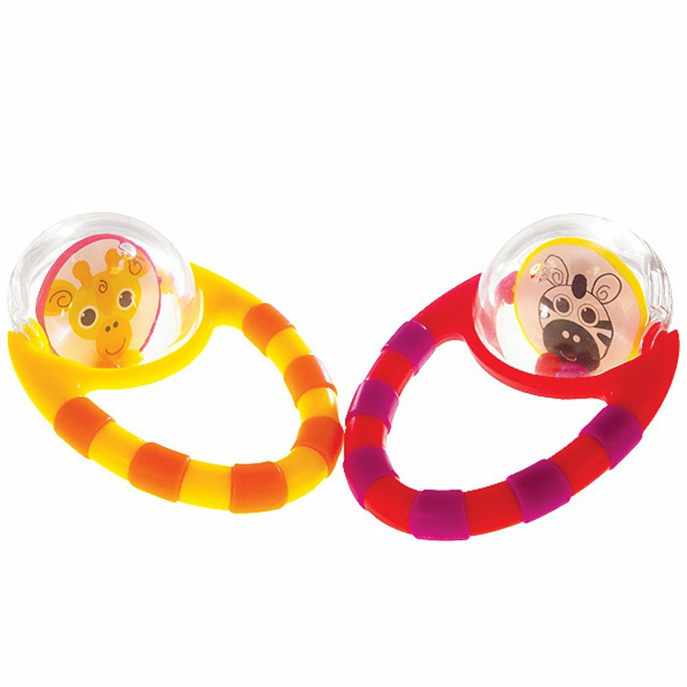 Flip & Grip Rattle | Value 2 Pack | Developmental Toy With Rattle Beads | Spinning Discs With Mirror | For Ages 3 Months And Up  |  Rattles & Plush Rings All Toys Flip & Grip Rattle - 2pc