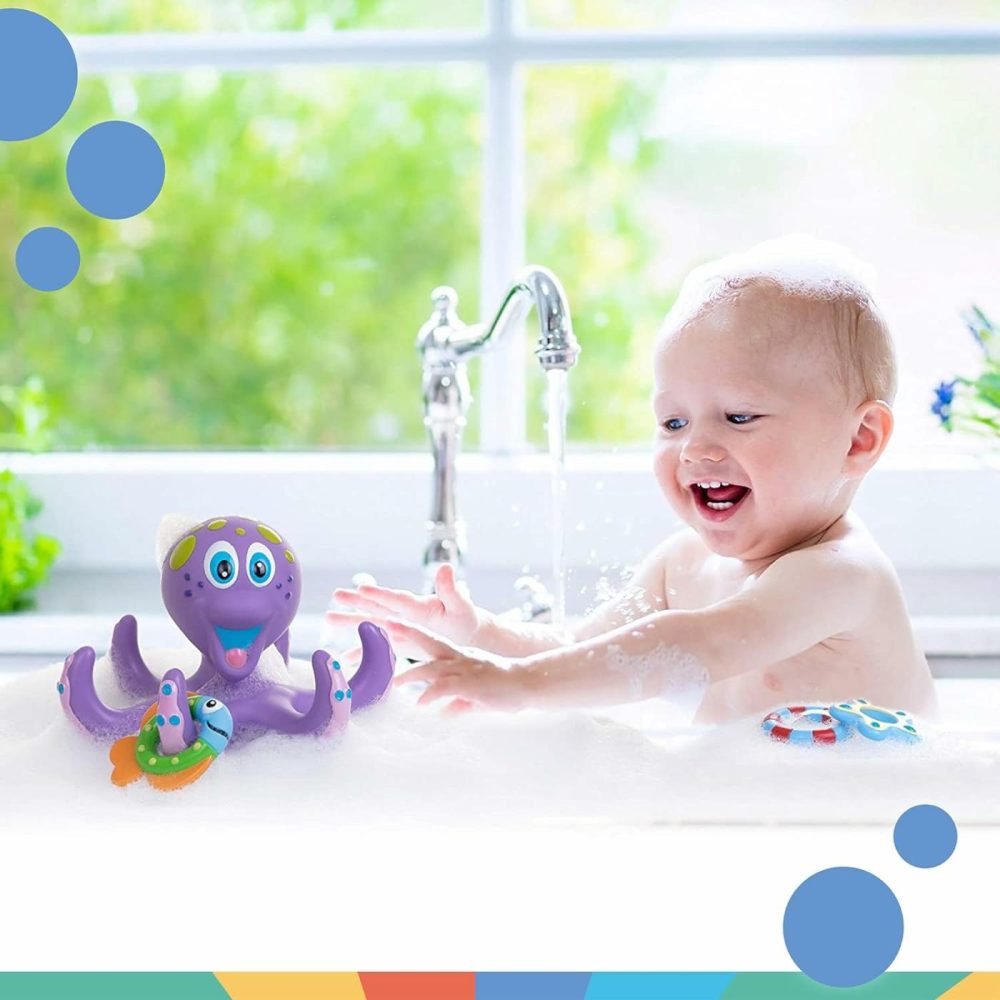 Floating Octopus Toy With 3 Hoopla Rings – Bpa Free Baby Bath Toy For Boys And Girls – 18+ Months – Purple (Pack Of 1)  |  Bath Toys All Toys Bath Toys