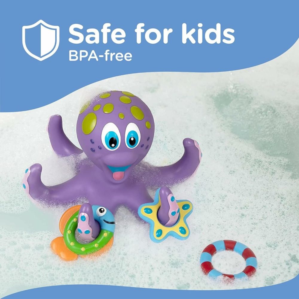 Floating Octopus Toy With 3 Hoopla Rings – Bpa Free Baby Bath Toy For Boys And Girls – 18+ Months – Purple (Pack Of 1)  |  Bath Toys All Toys Bath Toys