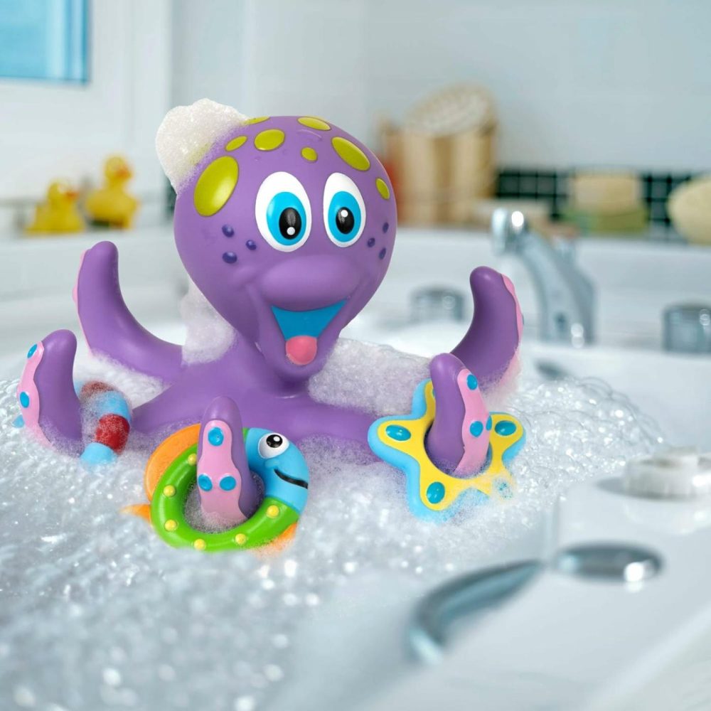 Floating Octopus Toy With 3 Hoopla Rings – Bpa Free Baby Bath Toy For Boys And Girls – 18+ Months – Purple (Pack Of 1)  |  Bath Toys All Toys Bath Toys