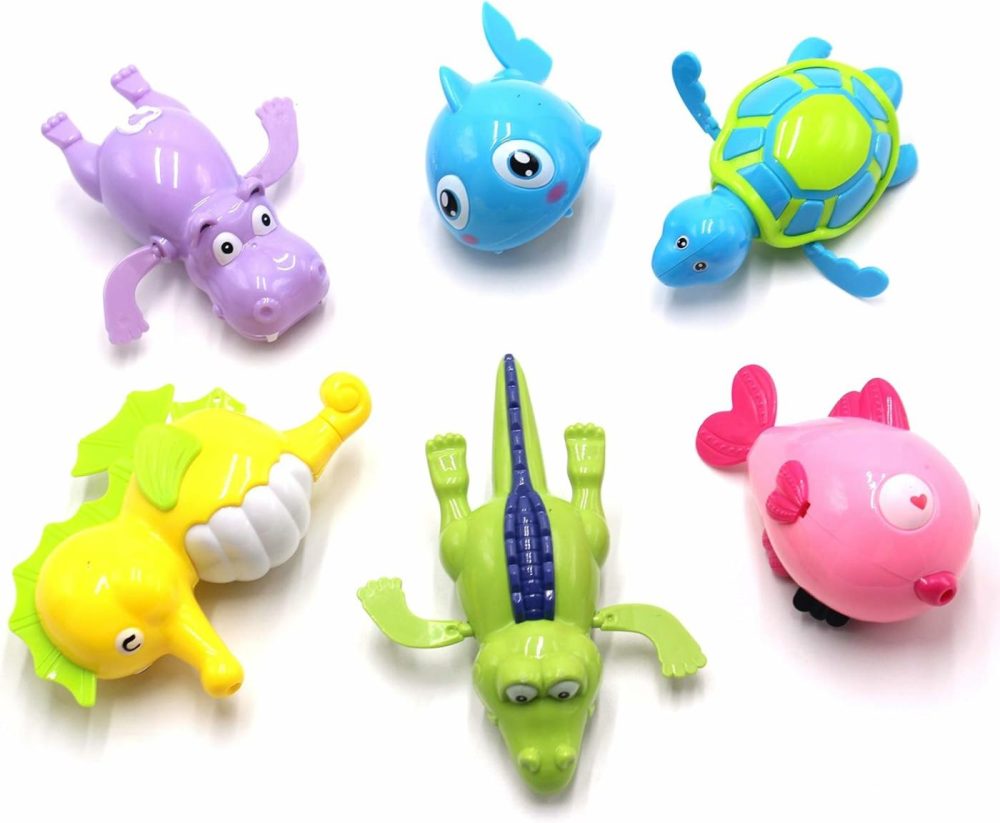 Floating Wind-Up Bath Water Toys – 6 Pcs Sea Animal Bath Toy For Kids And Toddlers – Turtle Hippo Crocodile Hippocampus Fish  Bathtub Playset Clockwor  |  Bath Toys All Toys Bath Toys