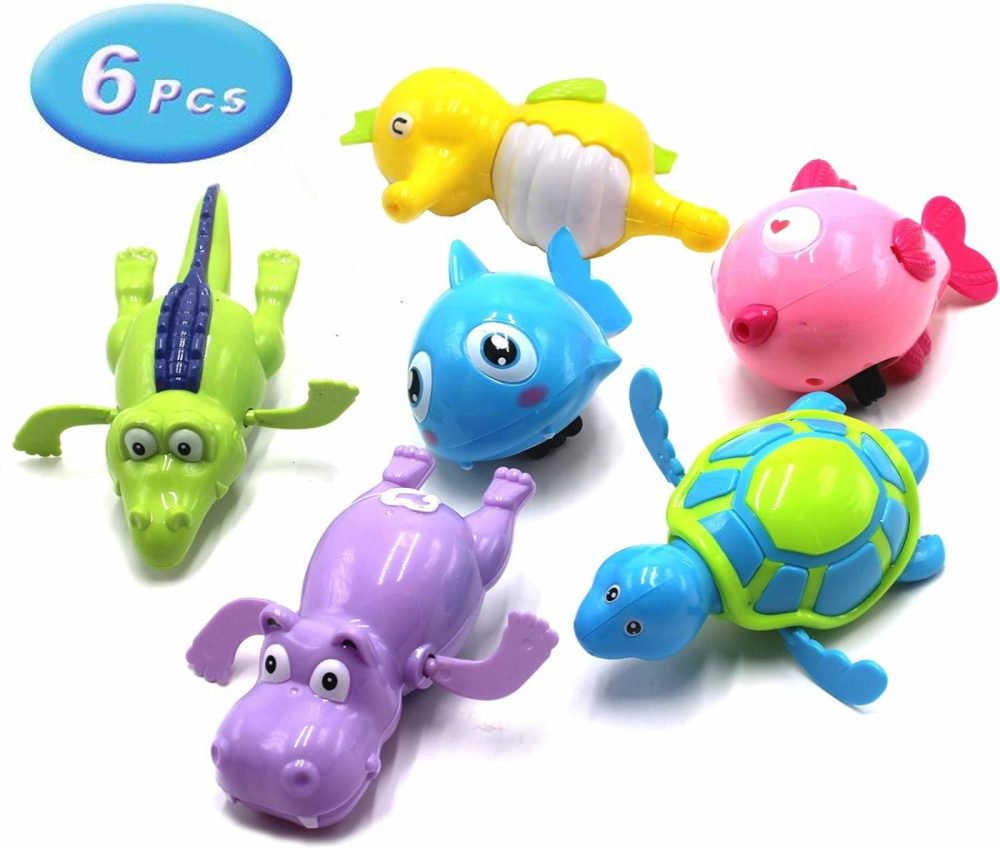 Floating Wind-Up Bath Water Toys – 6 Pcs Sea Animal Bath Toy For Kids And Toddlers – Turtle Hippo Crocodile Hippocampus Fish  Bathtub Playset Clockwor  |  Bath Toys All Toys Bath Toys