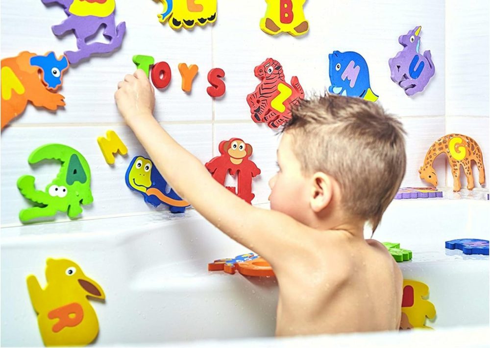 Foam Bath Toys Letters – Set Of 52 Pcs – Non-Toxic Bathtub Abc Alphabet For Kids Toddlers – Original Premium Educational Floating Animals Puzzles For Baby Boys Girls  |  Bath Toys All Toys Bath Toys