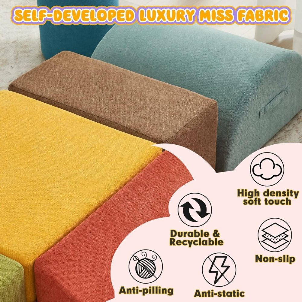 Foam Blocks 6Pcs Soft Play Equipment Luxury Miss Fabric  Toddler Climbing Toys Indoor Soft Play Climbing For Toddlers  Lightweight Climbing Blocks For Babies  Kids  Climb And Crawl Foam Playset  |  Indoor Climbers & Play Structures All Toys Indoor Climbers & Play Structures