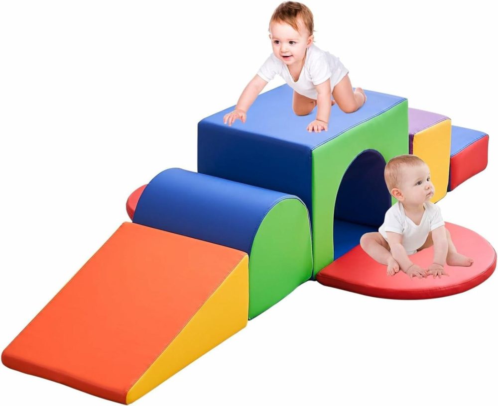 Foam Climbing Blocks For Toddlers  7/10 Pcs Climbing Toys For Toddlers 1-3 Crawl And Climb Foam Play Set With Tunnel  Baby Toddler Climbing Toys Indoor Foam Play Gym Foamnasium (7Pcs-2)  |  Indoor Climbers & Play Structures All Toys Indoor Climbers & Play Structures