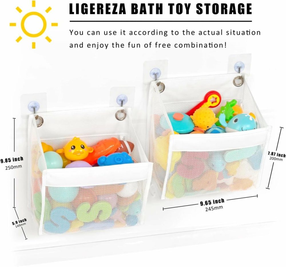 Free Combination Baby Mesh Bath Toy Organizer  2X Capacity & Large Opening Bath Toy Storage  Baby Bath Gift Bath Toy Holder  Kids Bathroom Set Tub Time Grand Prix (White)  |  Bath Toys All Toys Bath Toys