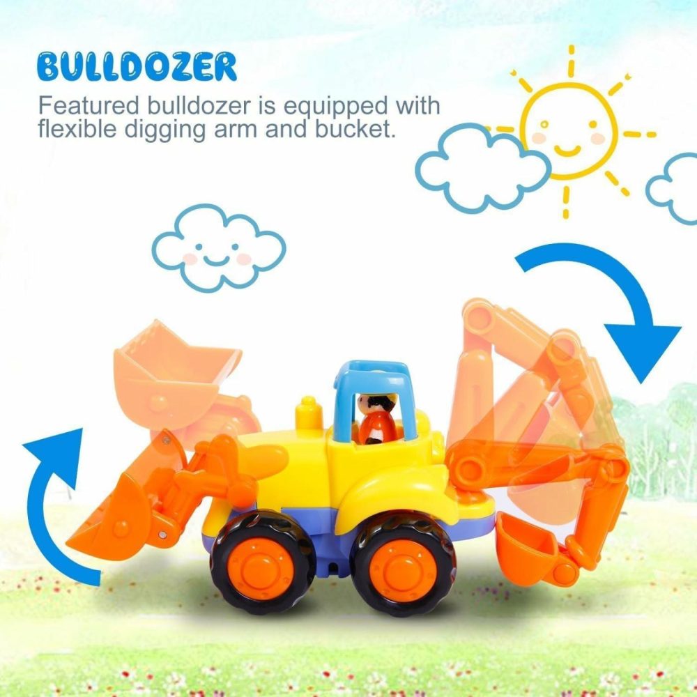 Friction Powered Cars  Push And Go Toy Trucks Construction Vehicles Toys Set For 1 2 3 Year Old Baby Toddlers Beach Dump Truck  Cement Mixer  Bulldozer  Tractor  Early Educational Toys  A Set Of 4  |  Push & Pull Toys All Toys Push & Pull Toys