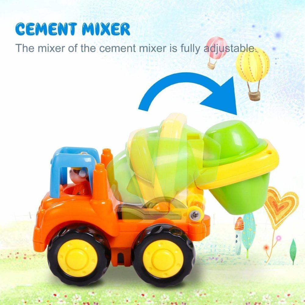 Friction Powered Cars  Push And Go Toy Trucks Construction Vehicles Toys Set For 1 2 3 Year Old Baby Toddlers Beach Dump Truck  Cement Mixer  Bulldozer  Tractor  Early Educational Toys  A Set Of 4  |  Push & Pull Toys All Toys Push & Pull Toys