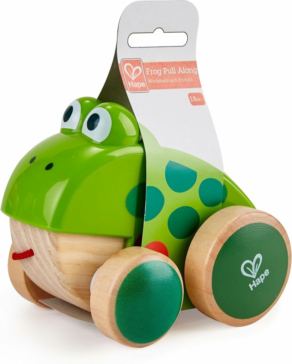 Frog Pull-Along | Wooden Frog Fly Eating Pull Toddler Toy  4.6 X 3.3 X 3.8 Inches  Green  |  Push & Pull Toys All Toys Push & Pull Toys