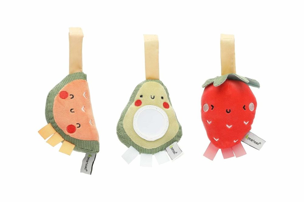 Fruit Stroller Toys  Plush Interactive Toy Set For Baby Car Seat With Hanging Mirror  Gender-Neutral Travel Accessories  Strawberry Avocado Watermelon  Set Of 3  |  Car Seat & Stroller Toys All Toys Car Seat & Stroller Toys