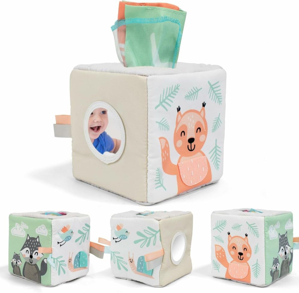 Fun Baby Tissue Box With Stimulating Mirror For Endless Entertainment – Soft Montessori Toy W/ Crinkle Paper & Fabric Tissues – The Perfect Sensory Toy For Newborn/Infant Development From 6-12+ Months  |  Push & Pull Toys All Toys Push & Pull Toys