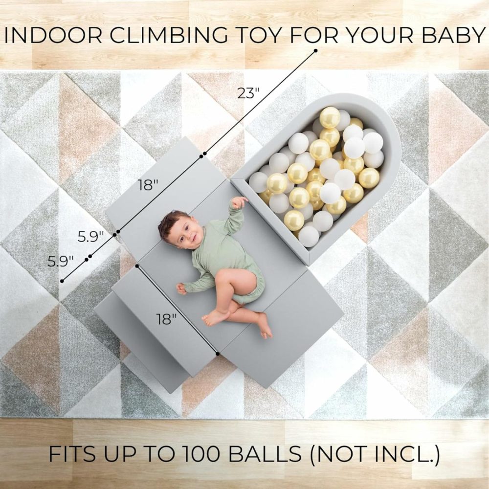 Fun Climbing Toys And Foam Play Area For Toddlers Aged 1-3 – Perfect For Little Ones To Safely Learn New Skills – Inside Playground/Gym Set Incl. Four Soft Blocks And A Ball Pit  |  Indoor Climbers & Play Structures All Toys Indoor Climbers & Play Structures