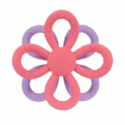 Fun Loops Teether – Flower-Shaped Infant Teething Toy For Babies – 3+ Months – Pink And Purple  |  Teethers All Toys Pink/Purple