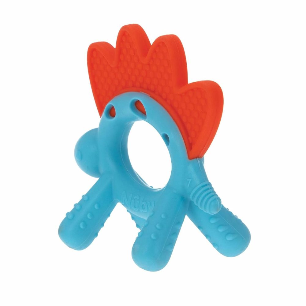 Geo Zoos Massaging Teether – Baby Teething Toy – Soft Bpa-Free Easy Grip – 3+ Months – Dino  |  Teethers All Toys Blue/Red