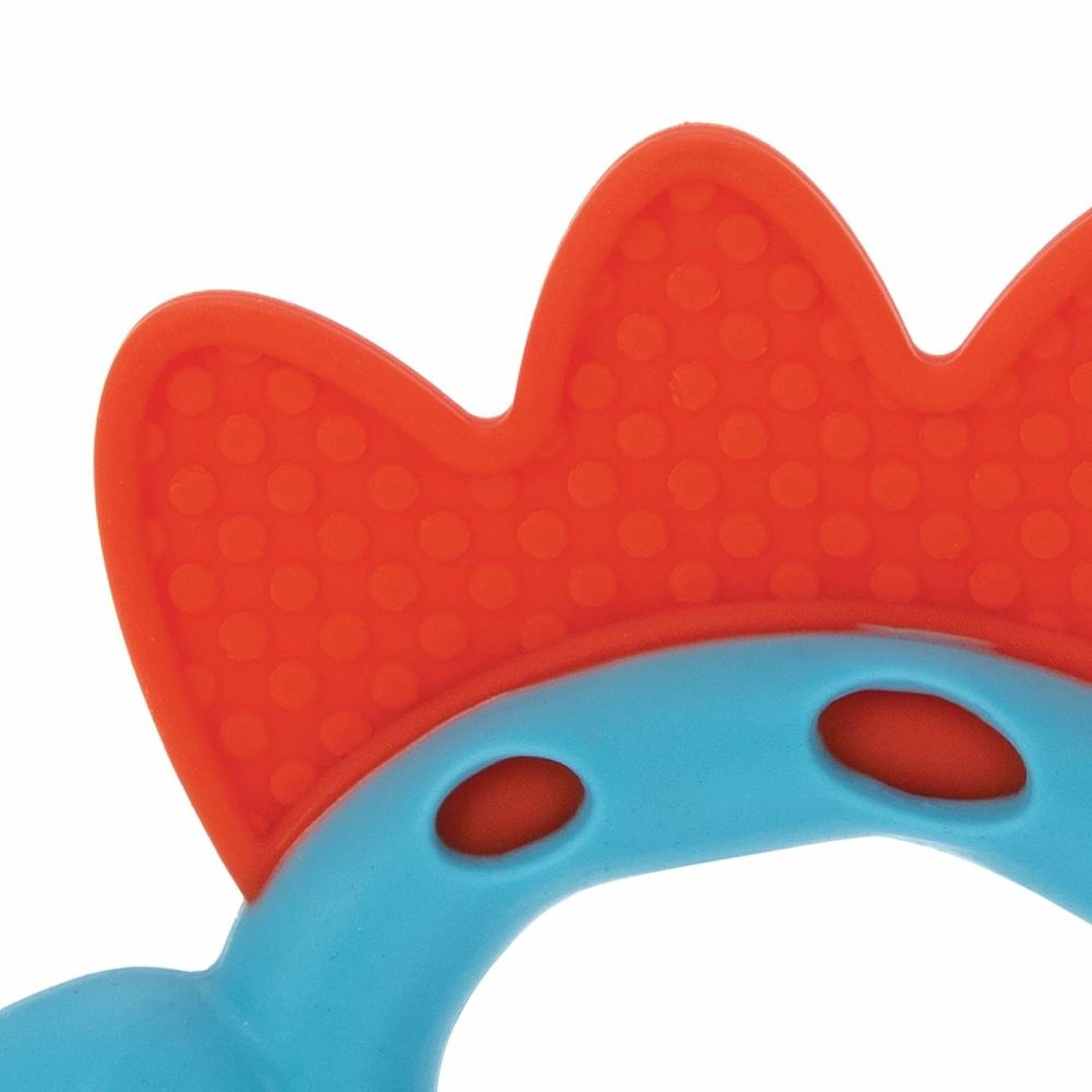 Geo Zoos Massaging Teether – Baby Teething Toy – Soft Bpa-Free Easy Grip – 3+ Months – Dino  |  Teethers All Toys Blue/Red