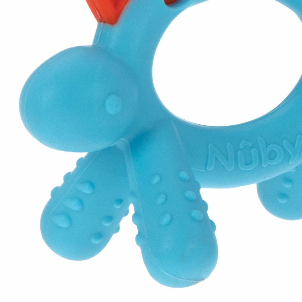 Geo Zoos Massaging Teether – Baby Teething Toy – Soft Bpa-Free Easy Grip – 3+ Months – Dino  |  Teethers All Toys Blue/Red