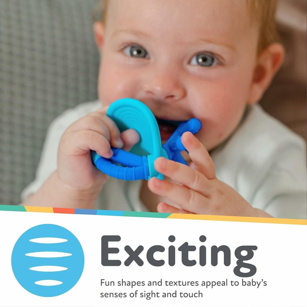 Geo Zoos Massaging Teether – Baby Teething Toy – Soft Bpa-Free Easy Grip – 3+ Months – Elephant  |  Teethers All Toys Blue