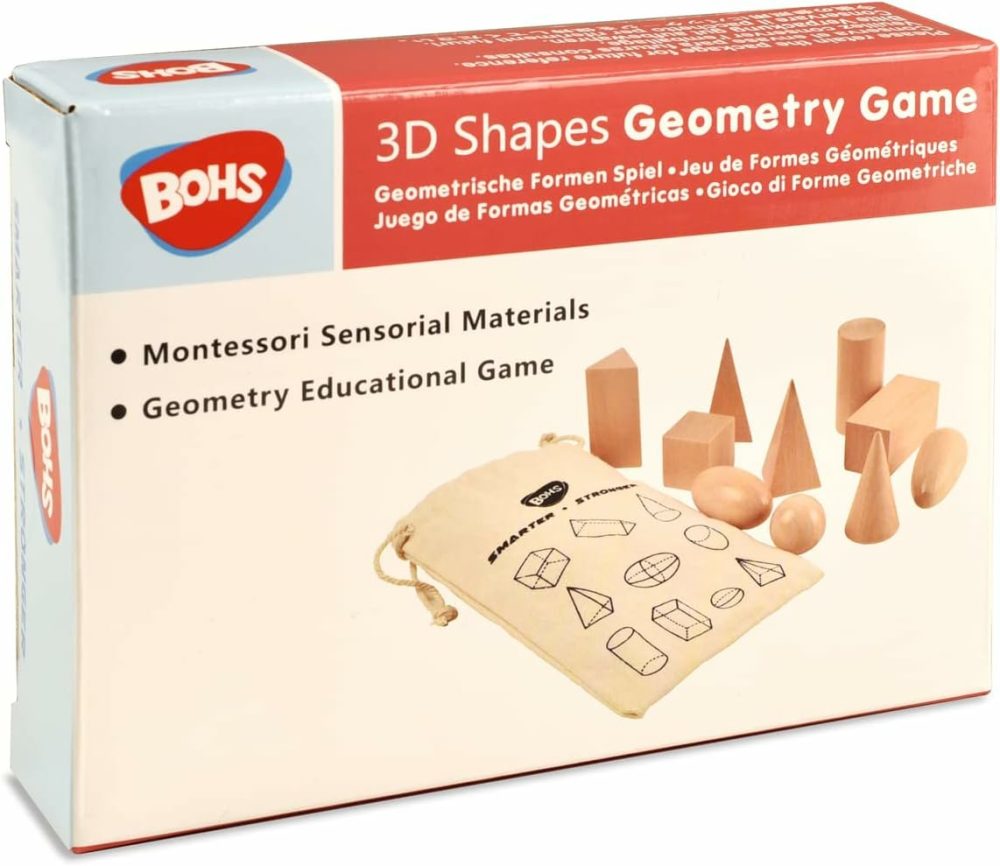 Geometric Solids Guess Game – 3D Shapes Miniature Set -Wooden Montessori Toys – Ages 3 And Up  |  Sorting & Stacking Toys All Toys Sorting & Stacking Toys