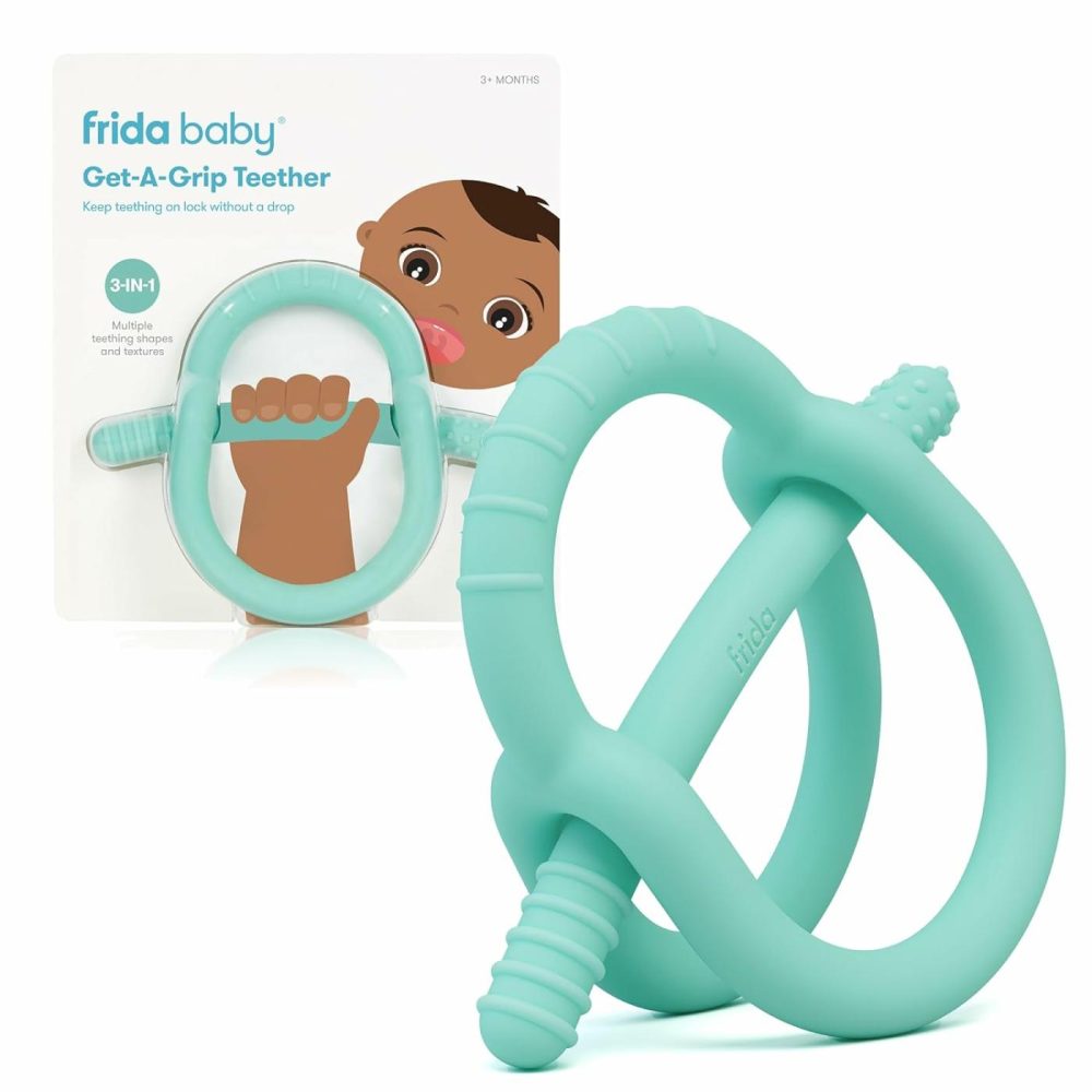 Get-A-Grip Babyteether For Teething Relief | 100% Food-Grade Silicone Teething Toys For Baby 0-6  12  18 Months Infant  Bpa-Free  Pvc-Free | Teal  |  Teethers All Toys Muted Teal