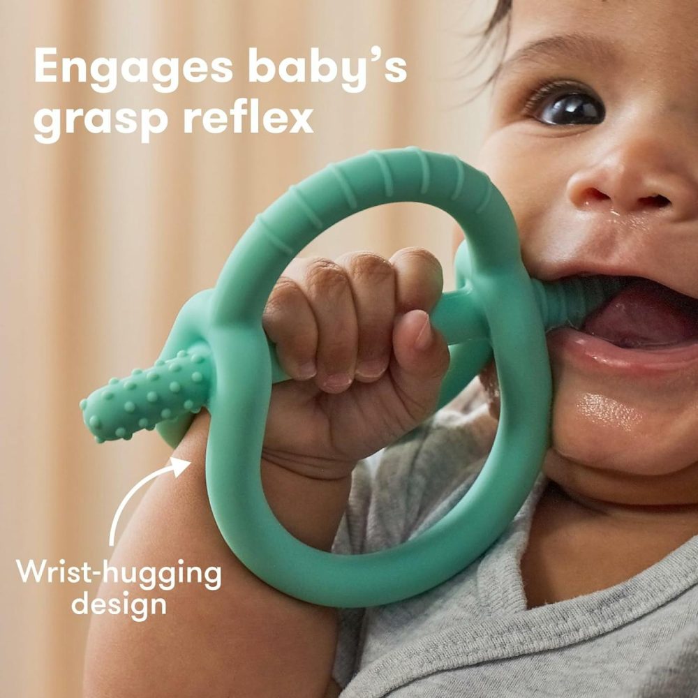 Get-A-Grip Babyteether For Teething Relief | 100% Food-Grade Silicone Teething Toys For Baby 0-6  12  18 Months Infant  Bpa-Free  Pvc-Free | Teal  |  Teethers All Toys Muted Teal