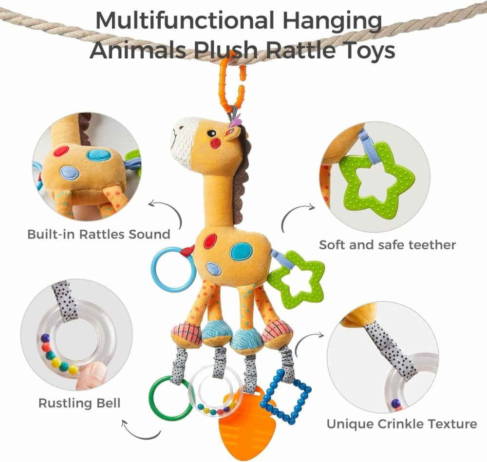 Giraffe Hanging Rattle Toys  Soft Baby Hanging Toys With Wind Chimes  Stroller Car Seat Crib Plush Animal Activity Toys Gift For Newborn Toddlers 0,3,6,9,12,36 Month  |  Car Seat & Stroller Toys All Toys Car Seat & Stroller Toys