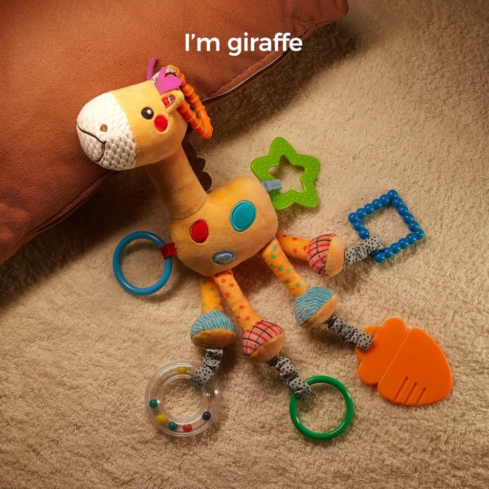 Giraffe Hanging Rattle Toys  Soft Baby Hanging Toys With Wind Chimes  Stroller Car Seat Crib Plush Animal Activity Toys Gift For Newborn Toddlers 0,3,6,9,12,36 Month  |  Car Seat & Stroller Toys All Toys Car Seat & Stroller Toys