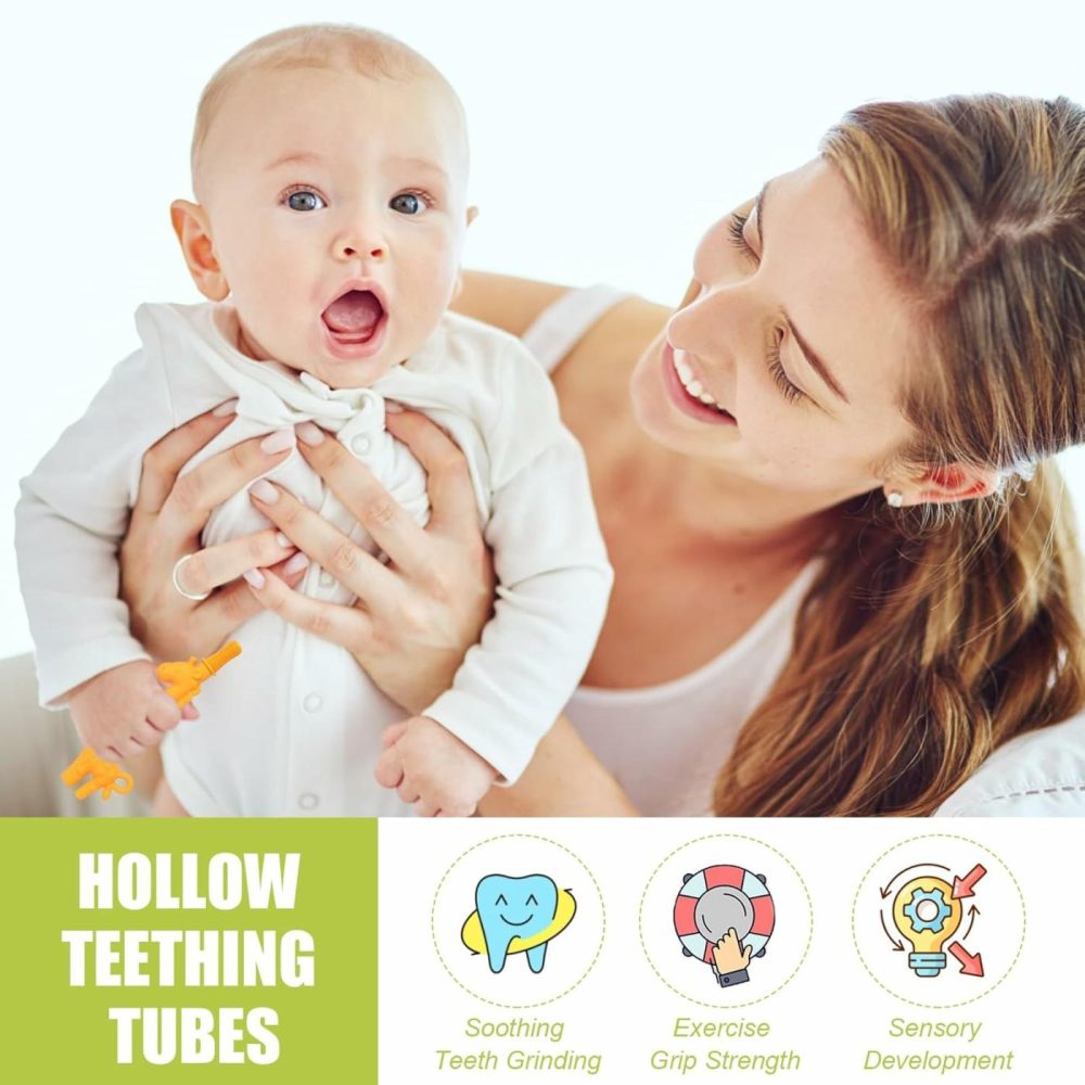 Giraffe Hollow Teether Tube  Teething Toys For Babies 0-6 Months  Silicone Teethers For Babies 6-12 Months  Sensory Toys For Babies  Baby Chew Toys  |  Teethers All Toys Teethers