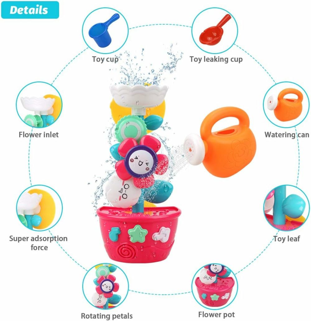 Girl Bath Toys For Kids 1-3 Bathtub Toys For Toddlers Water Tub Toys For Babies 1 2 3 Year Old Girls Boys Gifts With 1 Mini Sprinkler 2 Toys Cups Gifts Ideal With Color Box  |  Bath Toys All Toys Bath Toys