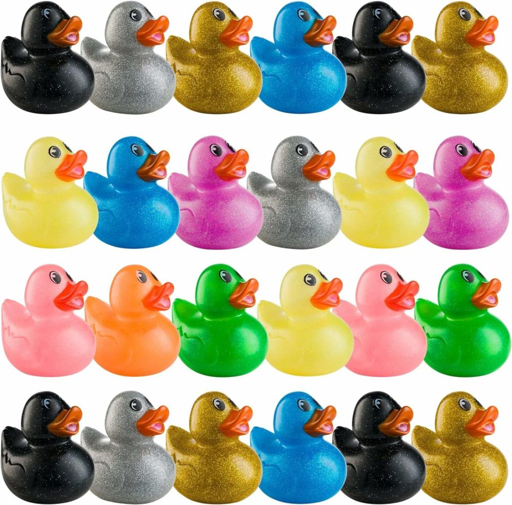 Glitter Rubber Ducks In Bulk – (Pack Of 50) Assorted 2-Inch Duck Toys For Baby Shower Rubber Duckies  Rubber Bath Toy  Birthday Party Favors  |  Bath Toys All Toys Bath Toys