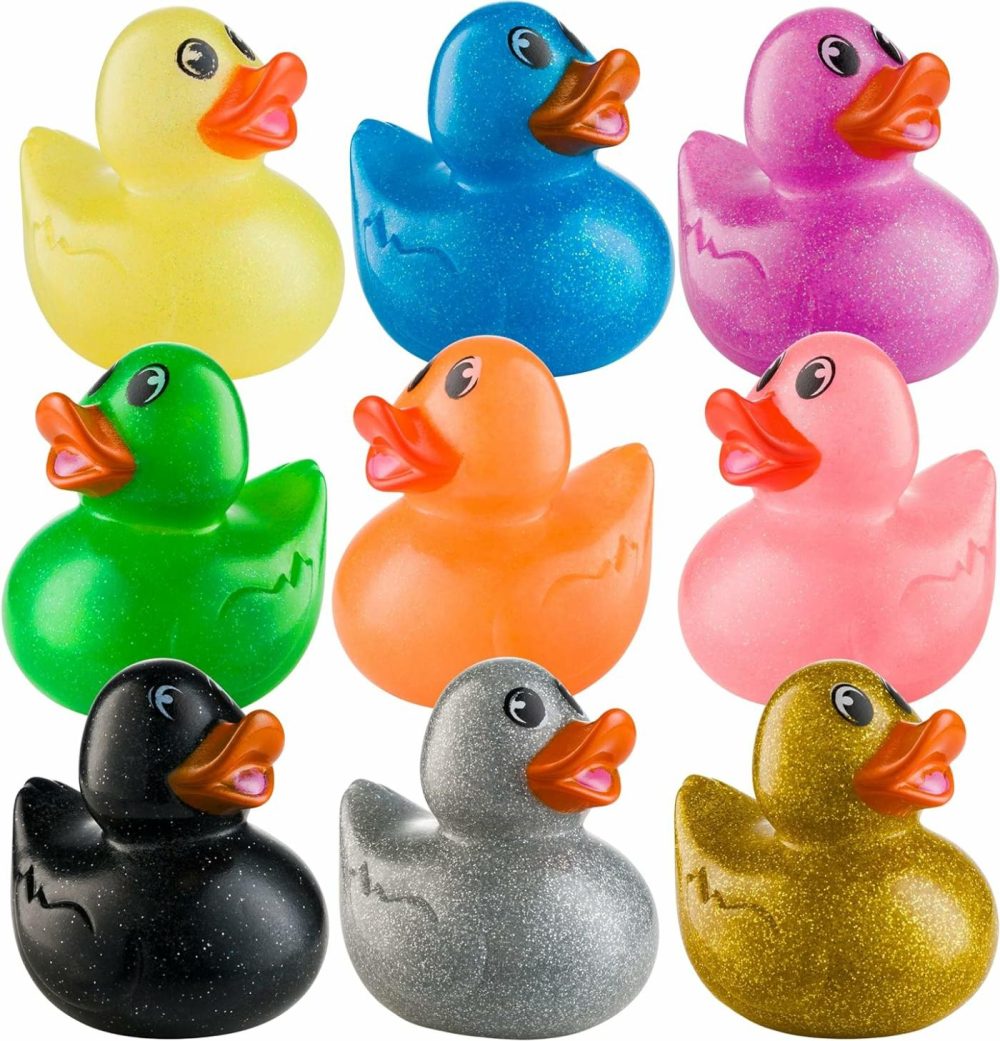 Glitter Rubber Ducks In Bulk – (Pack Of 50) Assorted 2-Inch Duck Toys For Baby Shower Rubber Duckies  Rubber Bath Toy  Birthday Party Favors  |  Bath Toys All Toys Bath Toys