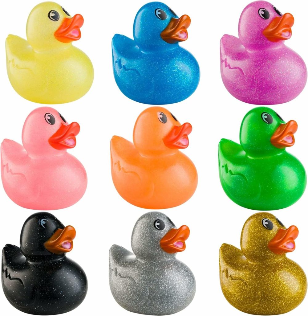 Glitter Rubber Ducks In Bulk – (Pack Of 50) Assorted 2-Inch Duck Toys For Baby Shower Rubber Duckies  Rubber Bath Toy  Birthday Party Favors  |  Bath Toys All Toys Bath Toys