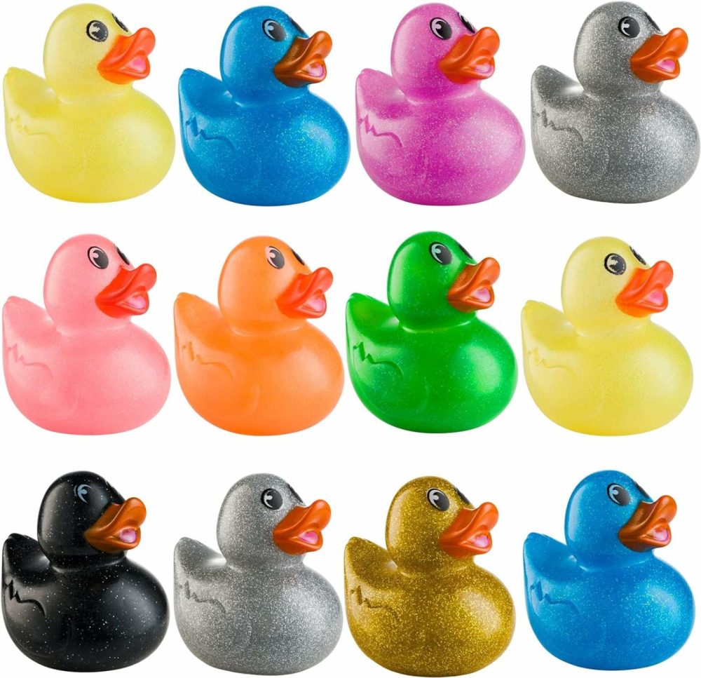 Glitter Rubber Ducks In Bulk – (Pack Of 50) Assorted 2-Inch Duck Toys For Baby Shower Rubber Duckies  Rubber Bath Toy  Birthday Party Favors  |  Bath Toys All Toys Bath Toys