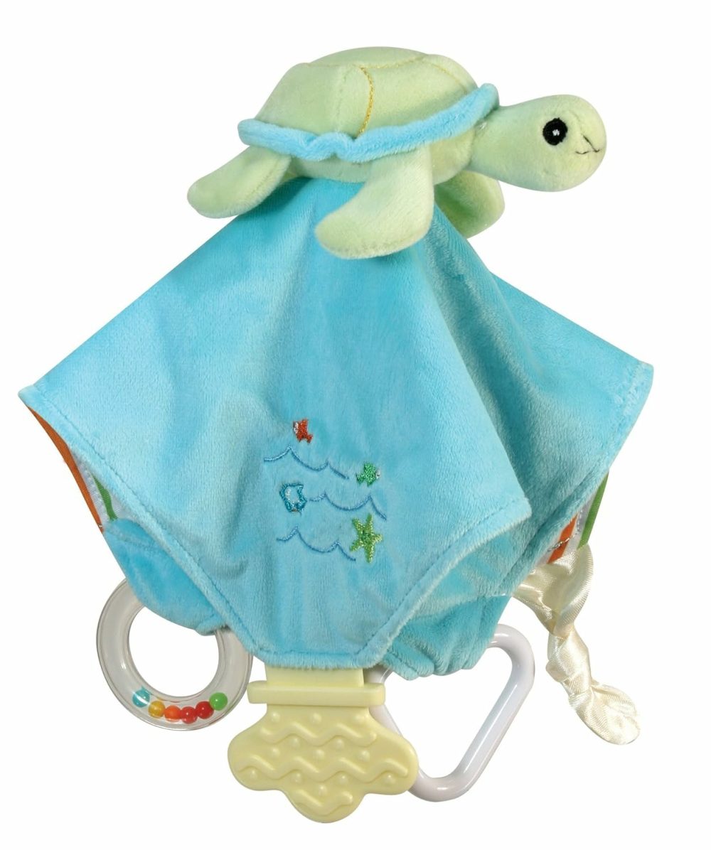 Go Fish Plush Chewbie Activity Toy And Teething Blankie  Green Sea Turtle  |  Teethers All Toys Green Sea Turtle