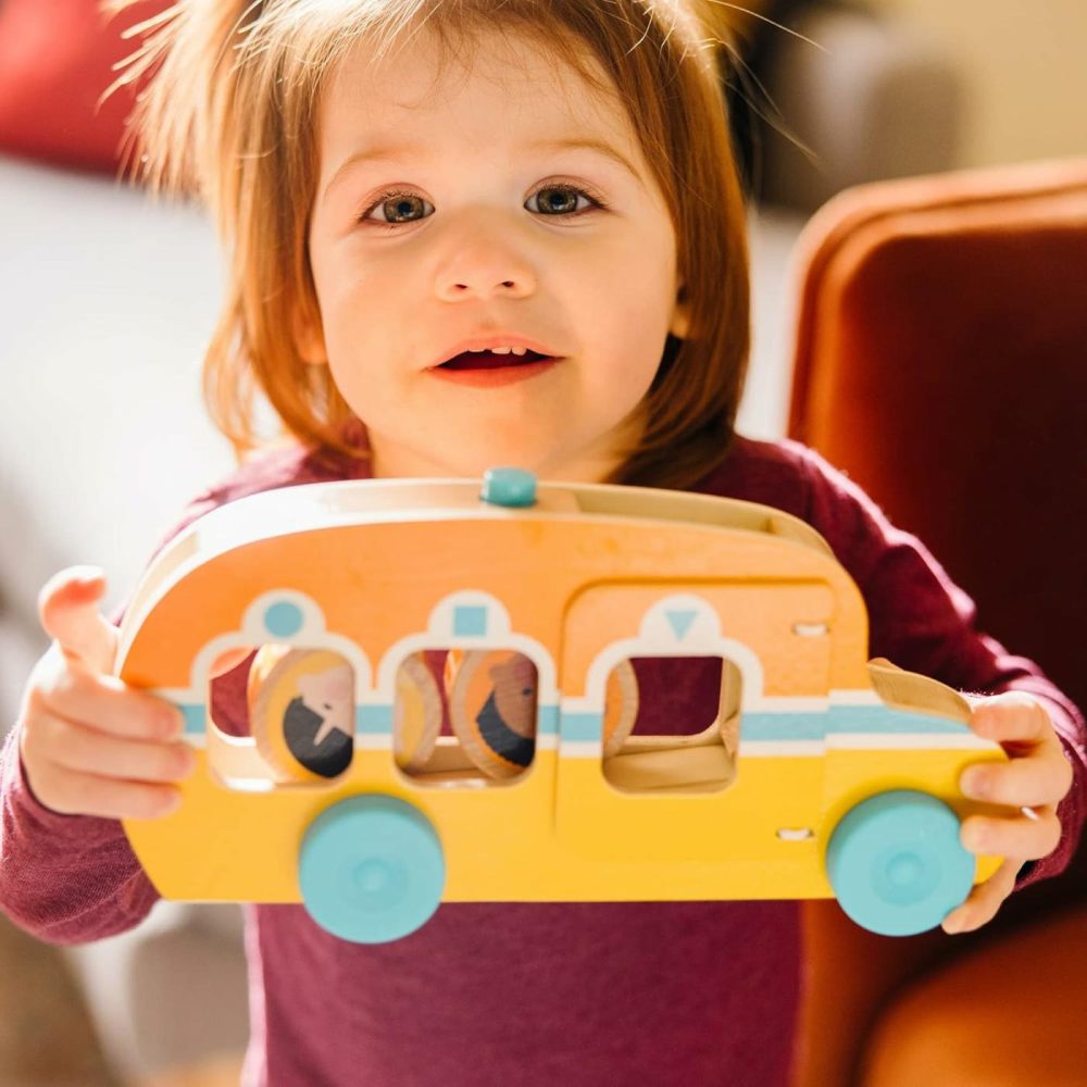 Go Tots Wooden Roll & Ride Bus With 3 Disks – Fsc Certified  |  Push & Pull Toys All Toys Push & Pull Toys